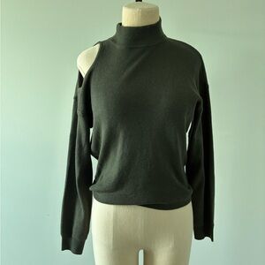 Evereve Ribbed Mock Neck Cut Out Stretchy Sweater